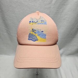 Roxy Trucker Hat Kids OS Pink Tropical Beach Graphic Mesh Snapback Baseball Cap